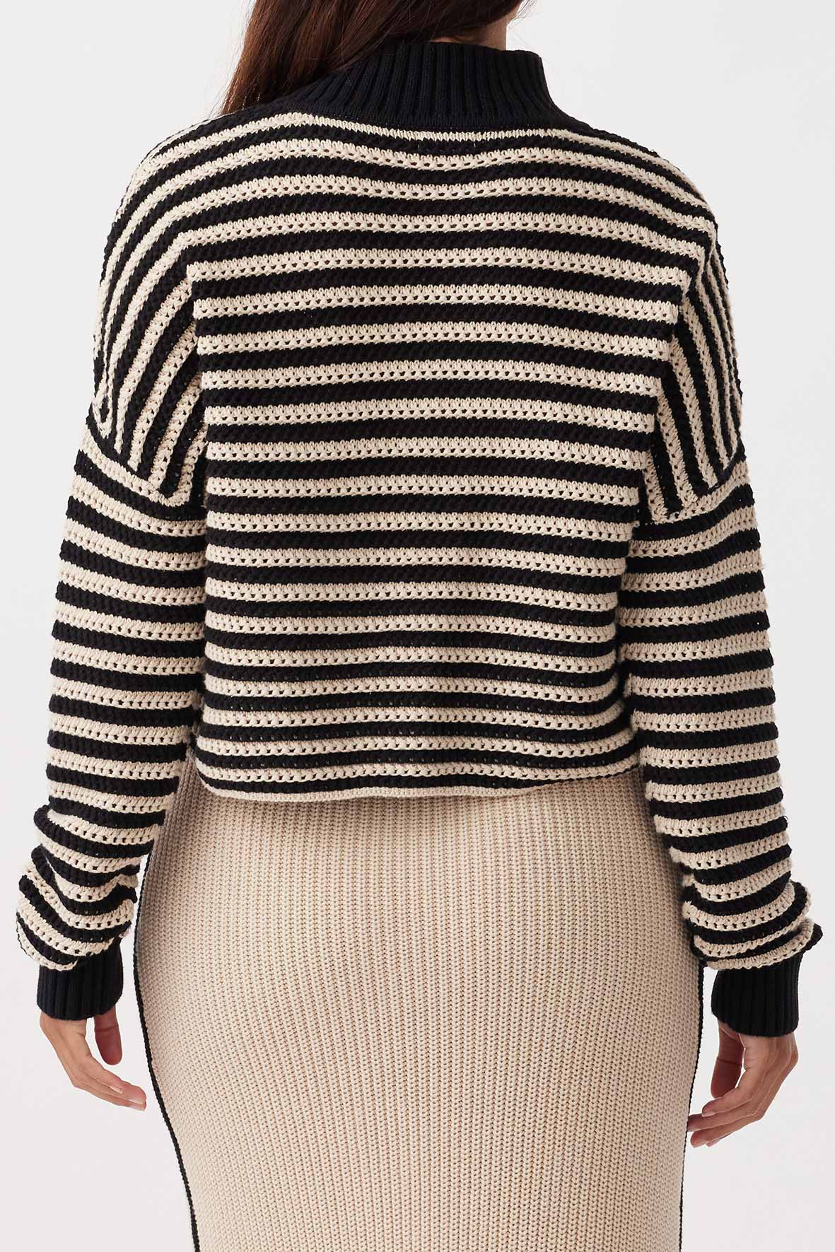 June Cropped Sweater | Sand/Black