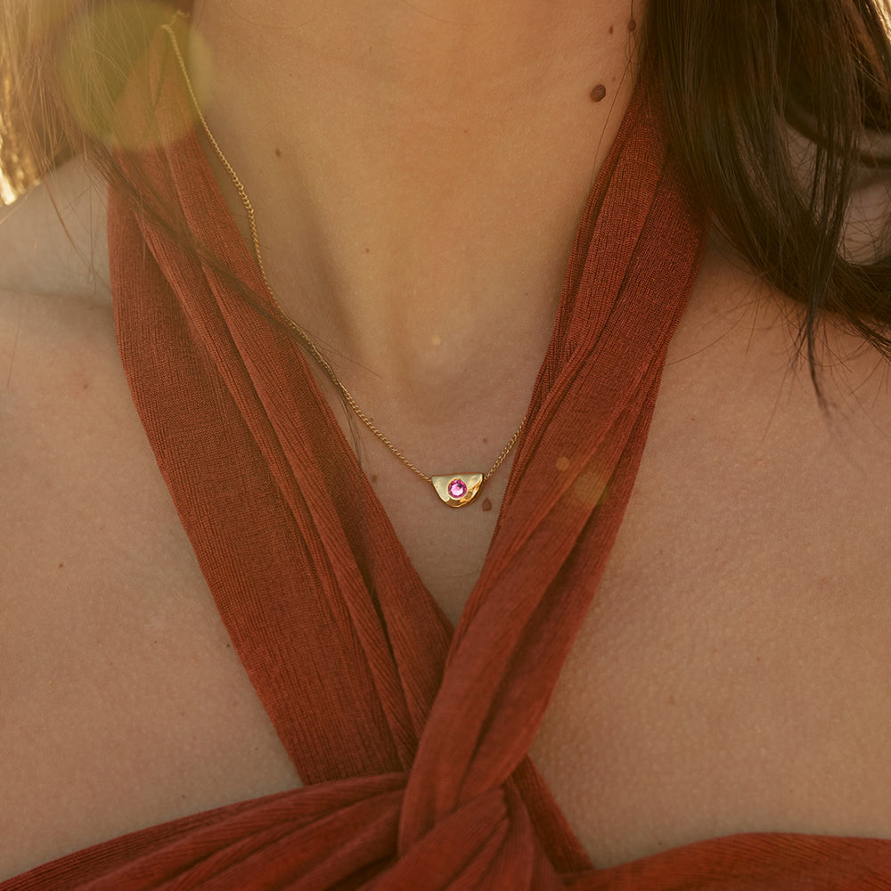 October Pink Tourmaline Birthstone Necklace