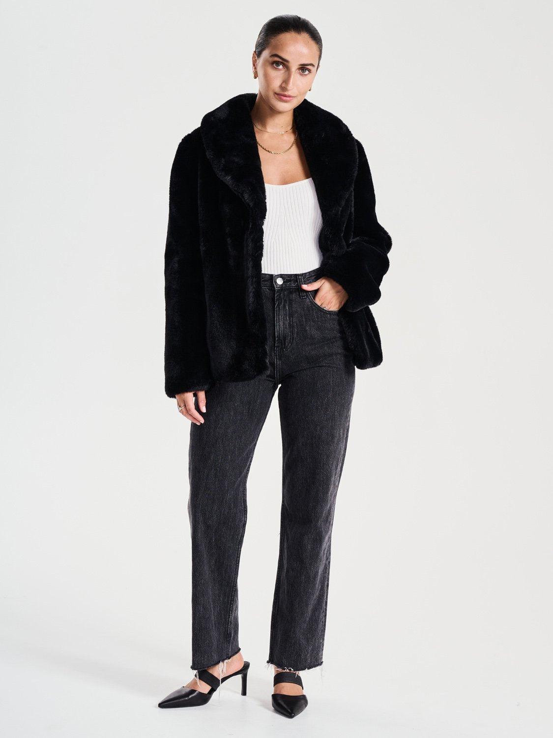 Marni Faux Fur Jacket | Black