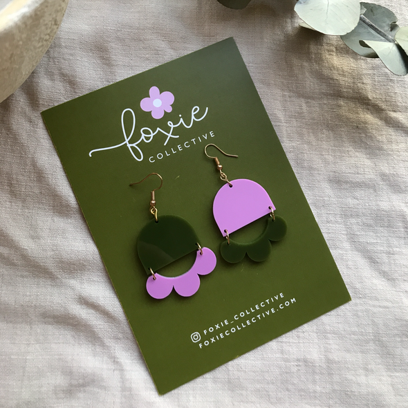 Marlie Mismatch Earring | Olive/Lilac